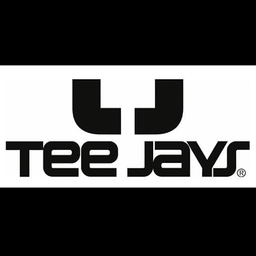 Textil Zulieferer zur Textilveredelung Logo von Tee Jays, bestehend aus Buchstaben "LJ" und dem Firmenname in Schwarz.