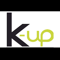 Textil Zulieferer zur Textilveredelung Logo von k-up in lila und grün auf weißem Hintergrund.