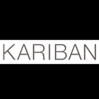 Textil Zulieferer zur Textilveredelung Logo der Marke Kariban in minimalistischer Schriftart auf schwarzem Hintergrund.
